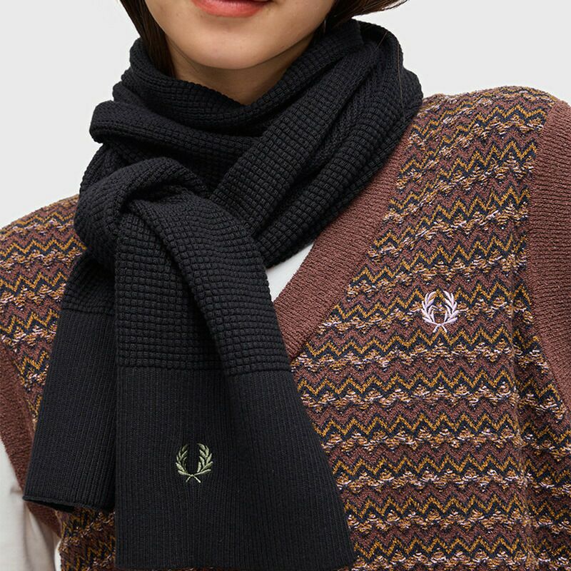 フレッドペリー マフラー FRED PERRY ワッフル 編み ニット スカーフ