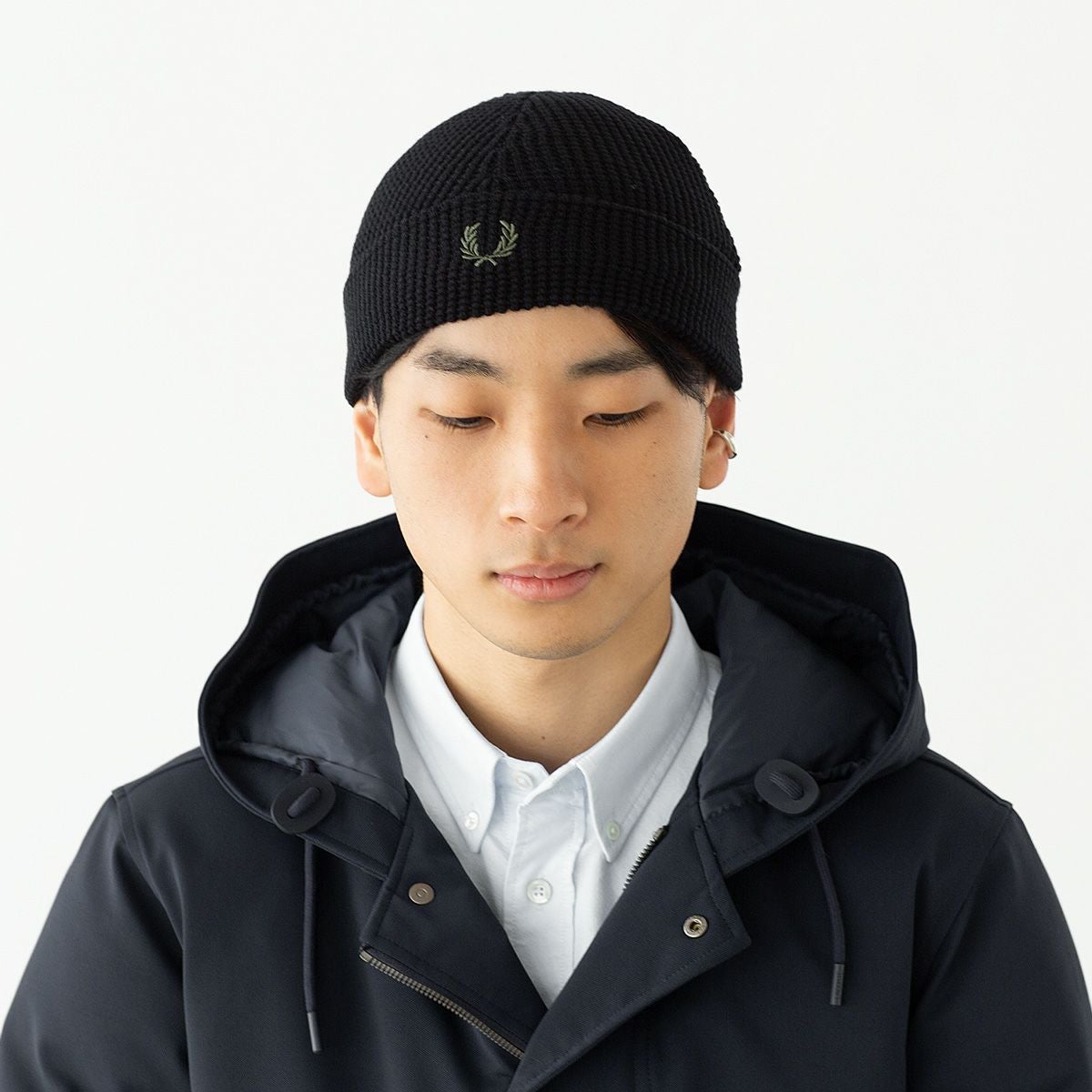フレッドペリー ニット帽 FRED PERRY ワッフル ニット ビーニー C8130