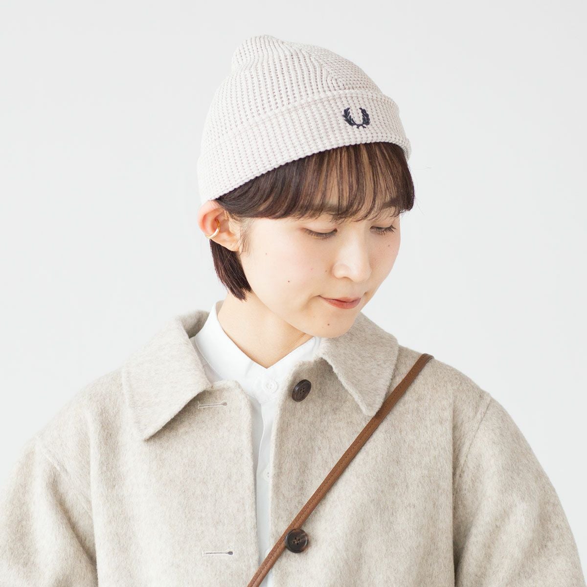 フレッドペリー ニット帽 FRED PERRY ワッフル ニット ビーニー C8130