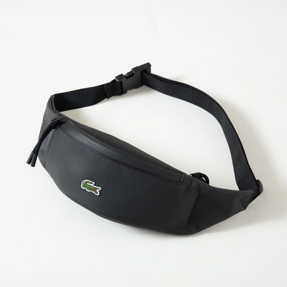 LACOSTE レザーウエストバッグ ラコステ LACOSTE L.12.12 CUIR ANIMAネームレタリングレザーウエスト
