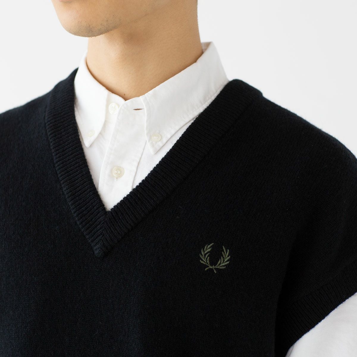 フレッドペリー FRED PERRY ニット ベスト ラムウール タンク ドロップ