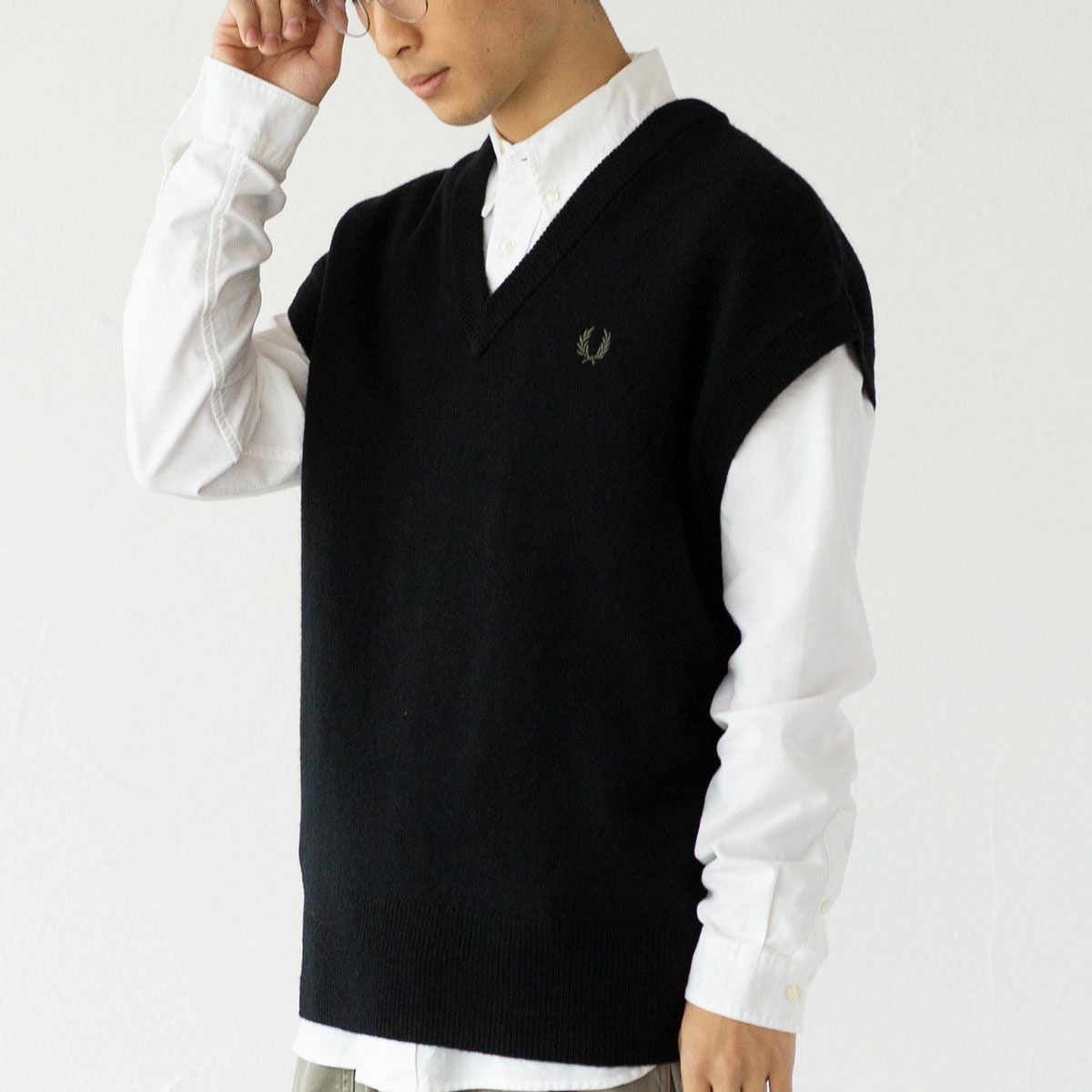 フレッドペリー FRED PERRY ニット ベスト ラムウール タンク ドロップ