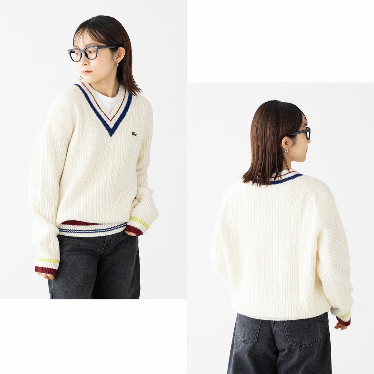 ラコステ Vネック リブニット セーター LACOSTE AH3133-10 メンズ
