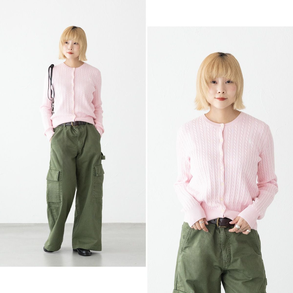 Polo Ralph Lauren ピンク ミニケーブルコットンカーディガン　S ミニケーブル コットン カーディガン CWPOSWEG6820618