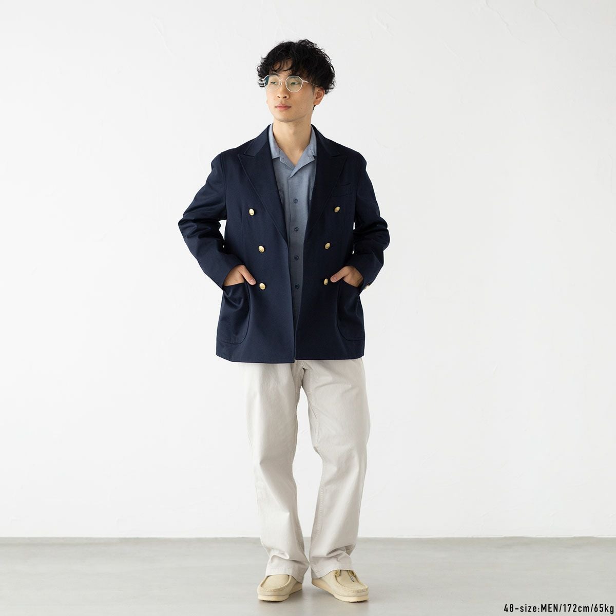 ブレザー　シングル・ダブル 楽天市場】大きいサイズ 紺ブレザー シングル2つボタン レギュラー
