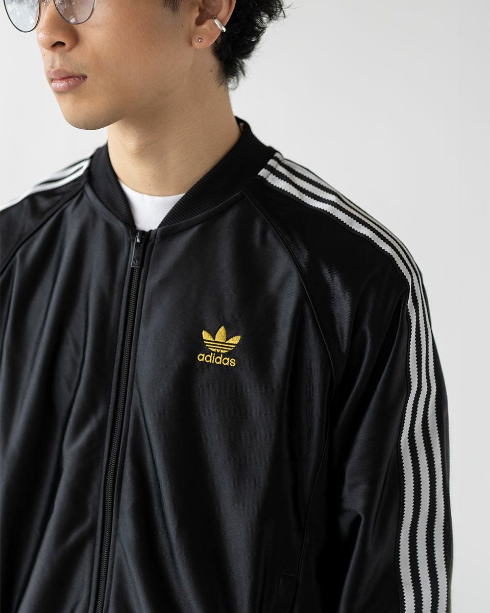アディダス　プロフェッショナル　コーチジャケット　ジャージ上下　黒　金 adidas Originals アディダス 光沢 ジャージ 黒×金 JZO91 スーパー