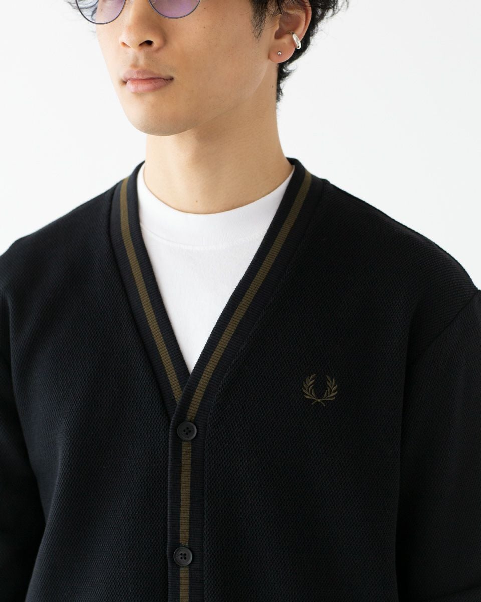 FRED PERRY フレッドペリー カーディガン フレッドペリー FRED PERRY カーディガン ティップ ピケ テクスチャー