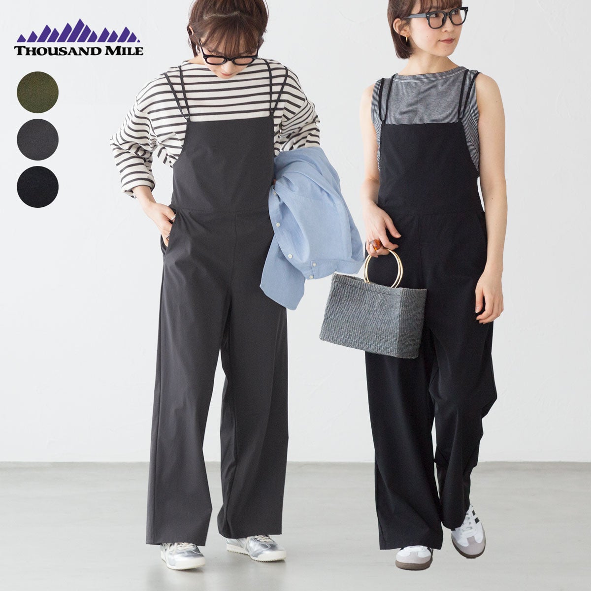 【美品✨】スポーツマックス サロペット オールインワン ベルト ワイド 黒 L サウザンドマイル キャミソール サロペット オールインワン THOUSAND