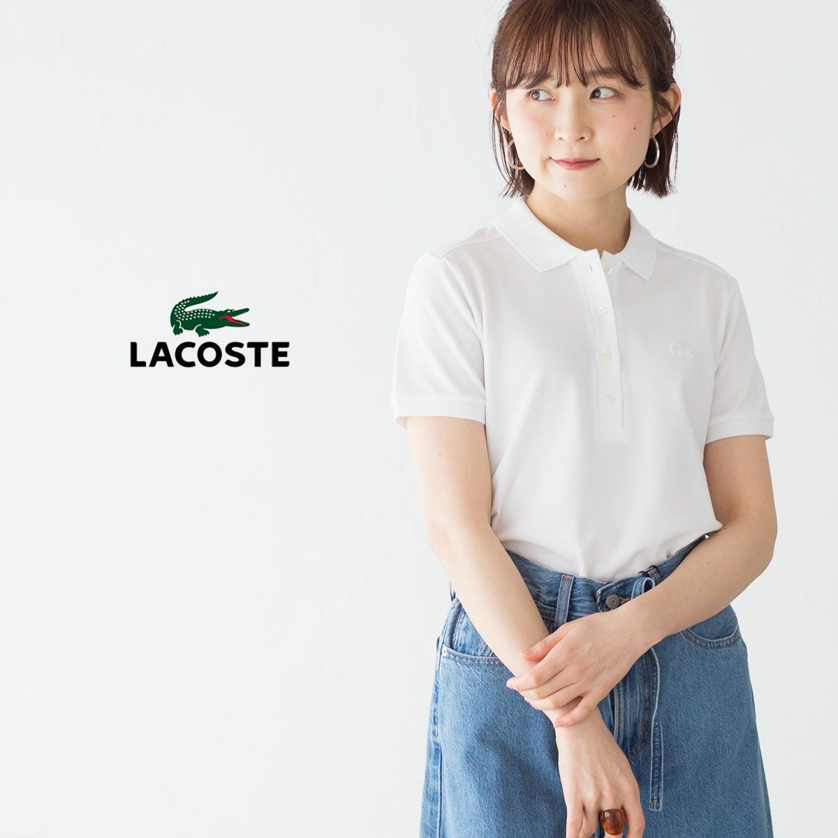 ラコステ レディース ストレッチ コットン ピケ ポロシャツ LACOSTE