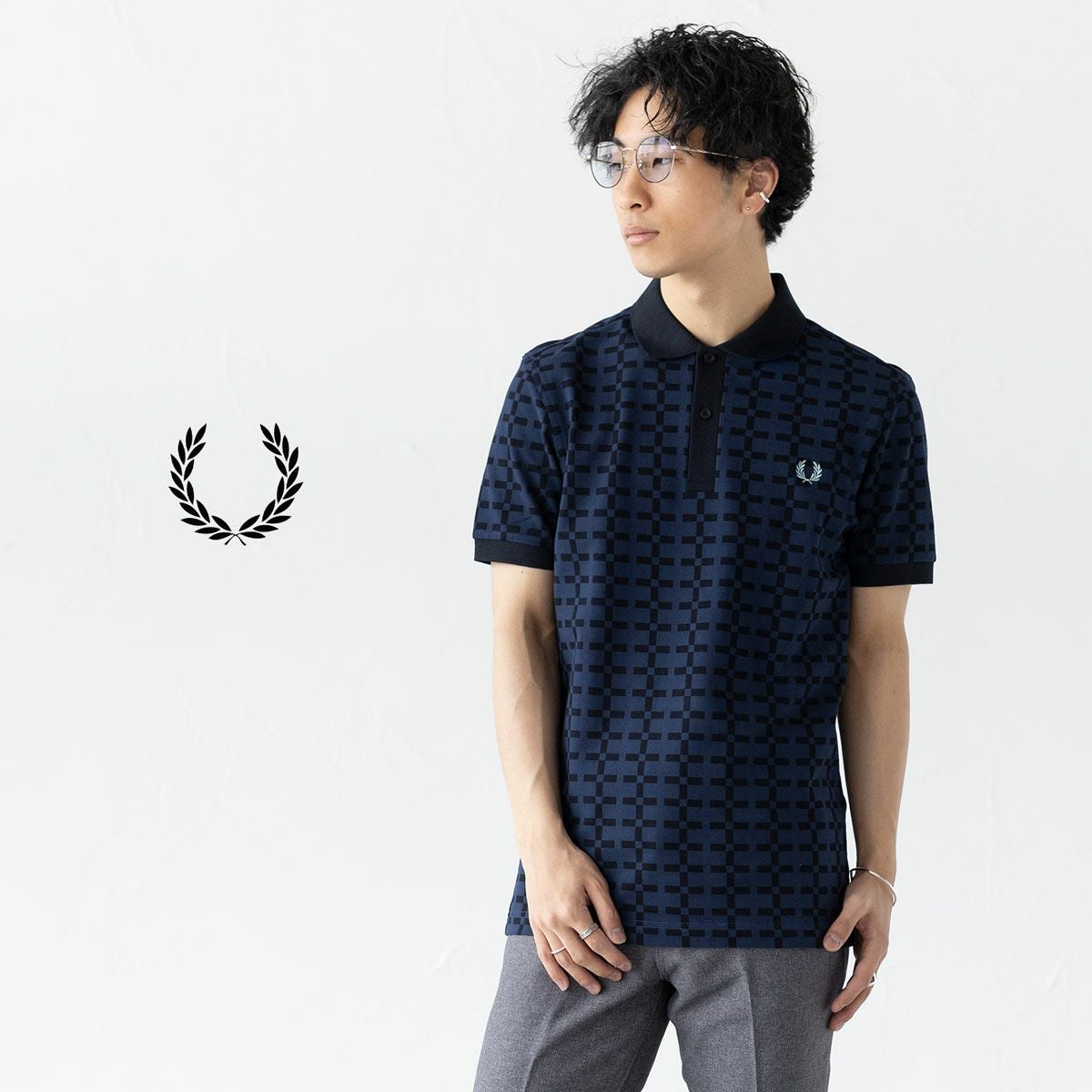 フレッドペリー FRED PERRY ジャガード プリント ポロシャツ M9835