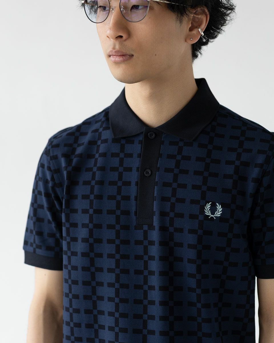 フレッドペリー FRED PERRY ジャガード プリント ポロシャツ M9835