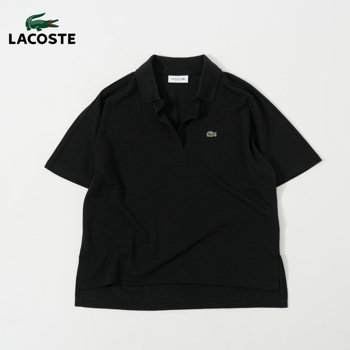 LACOSTE ラコステ スキッパー ネック ポロシャツ ブラック ラコステ スキッパー ネック ポロシャツ LACOSTE PF1123-10レディース