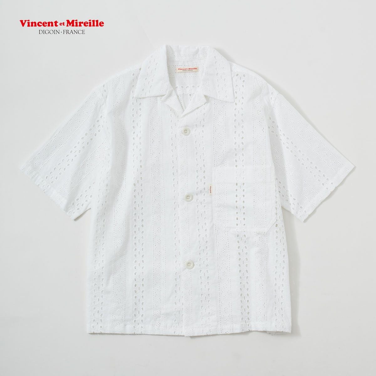 ヴァンソンエミレイユ オープンカラー シャツ Vincent et Mireille