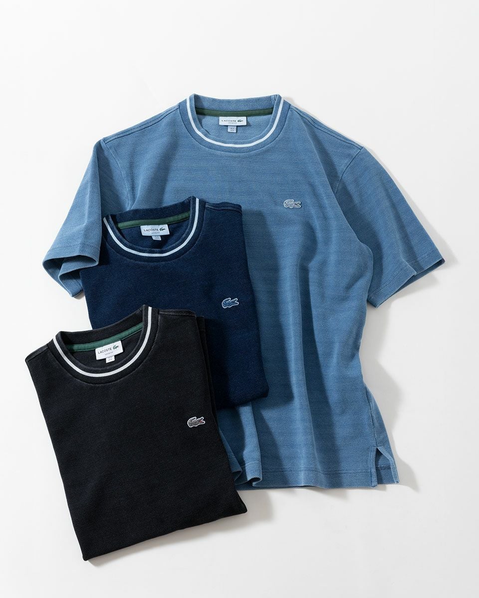 ラコステ LACOSTE 配色リブニットインディゴポロシャツ ブル－グレ－ 4 配色リブニットインディゴポロシャツ | LACOSTE/ラコステ | 三越伊勢丹