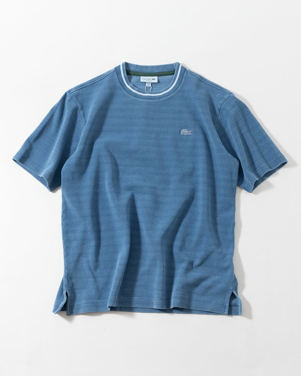 ラコステ 配色 リブニット インディゴ Tシャツ LACOSTE TH019J-99 藍染