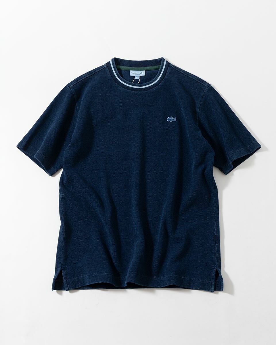 ラコステ 配色 リブニット インディゴ Tシャツ LACOSTE TH019J-99 藍染