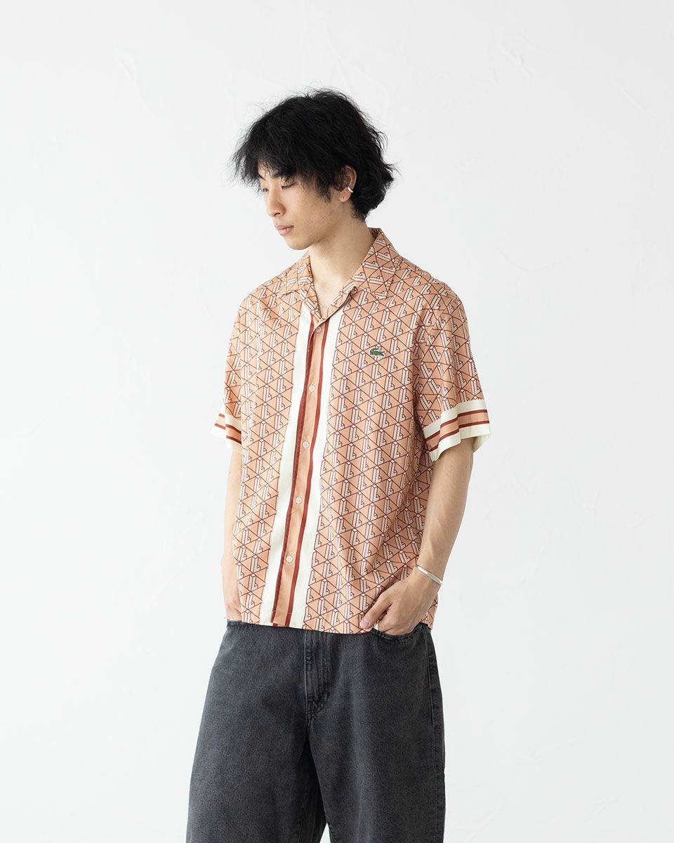ラコステ モノグラム オープンカラー シャツ LACOSTE CH9094-10 メンズ