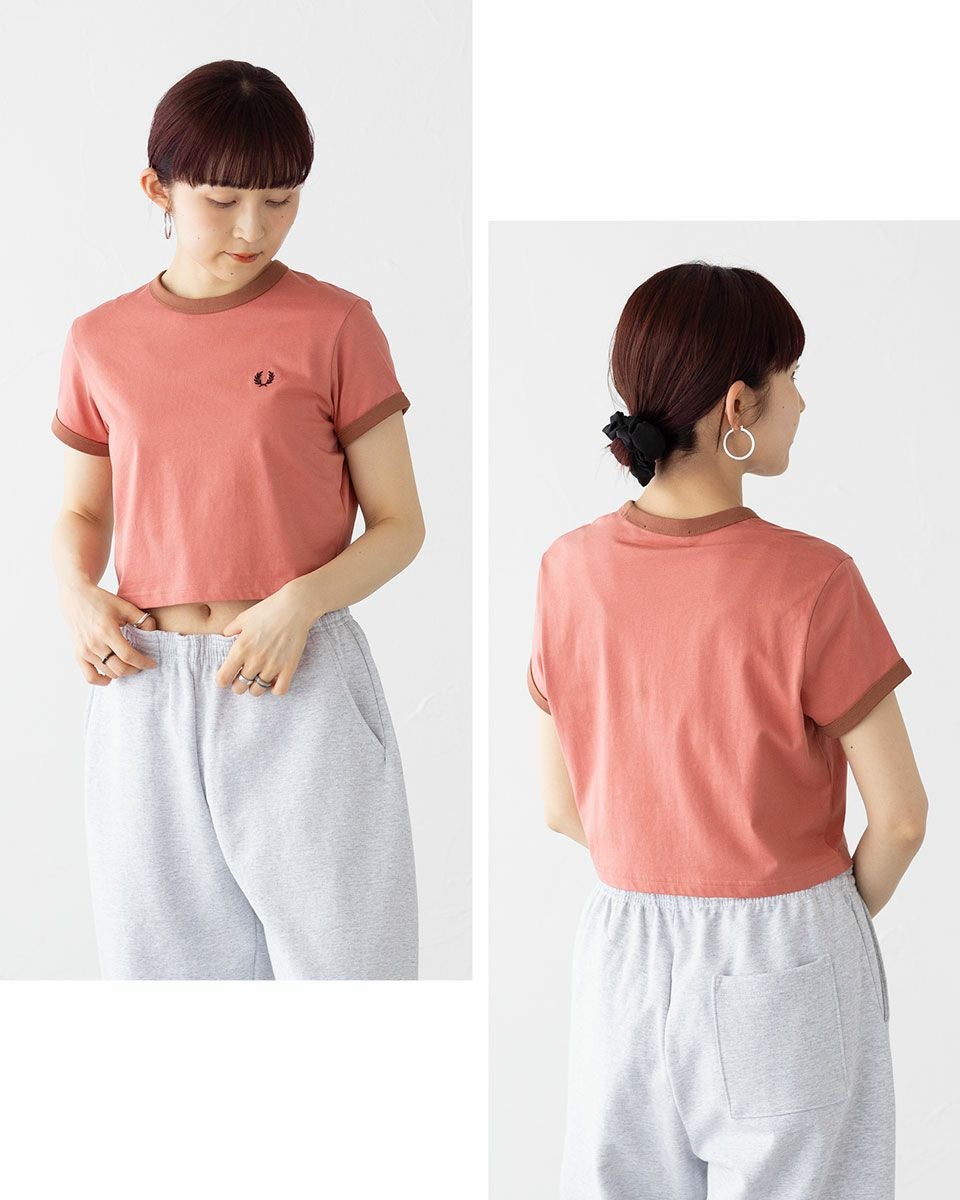 フレッドペリー クロップド リンガー Tシャツカットソー ワンポイント