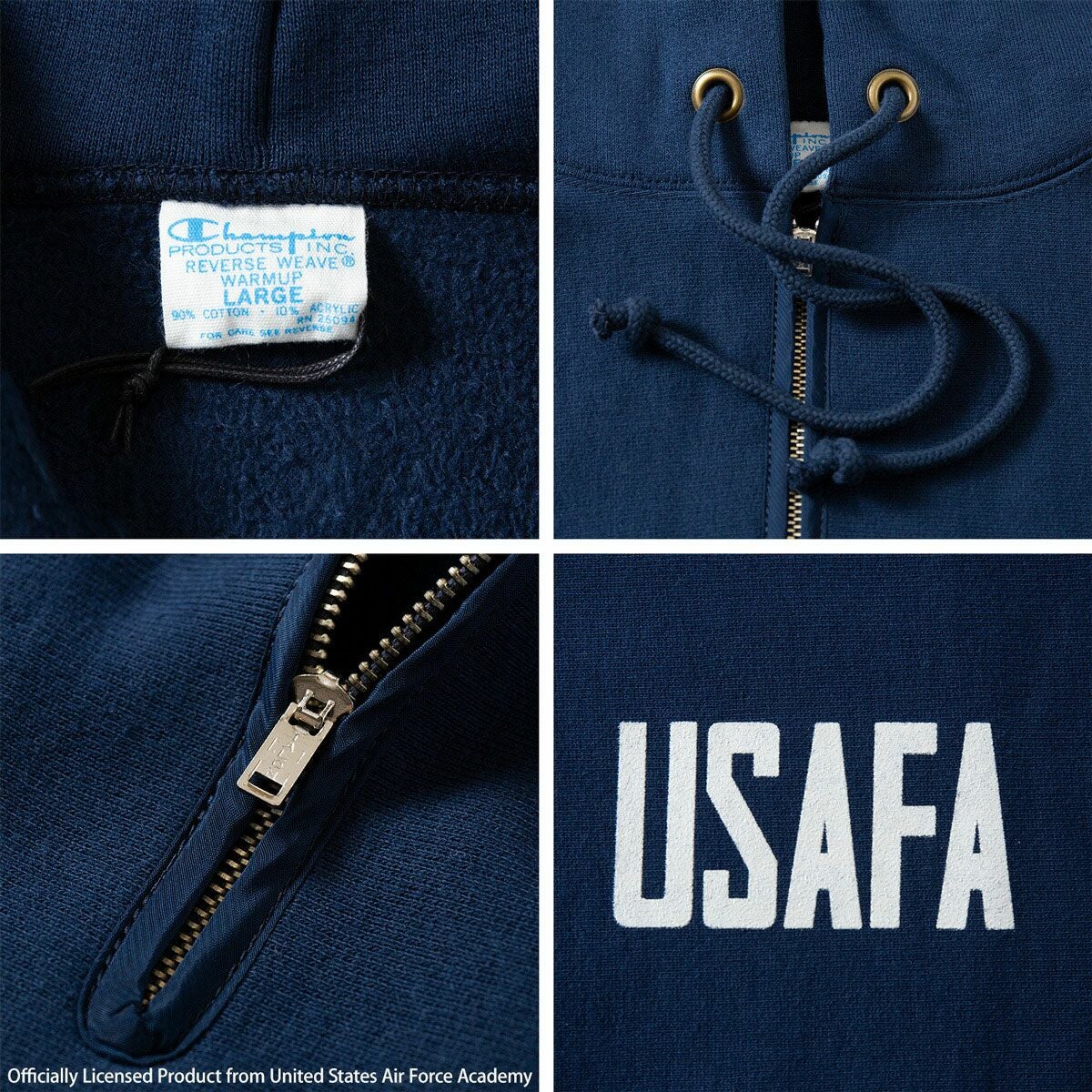 チャンピオン USAFA リバースウィーブ ハーフジップ フーデッド