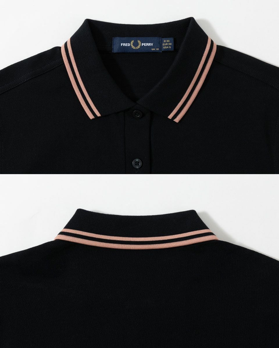 ✨美品✨フレッドペリー 金刺繍 ポロシャツ G3636 黒 長袖 UK12 L フレッドペリー 長袖 ポロシャツ FRED PERRY G3636 レディース