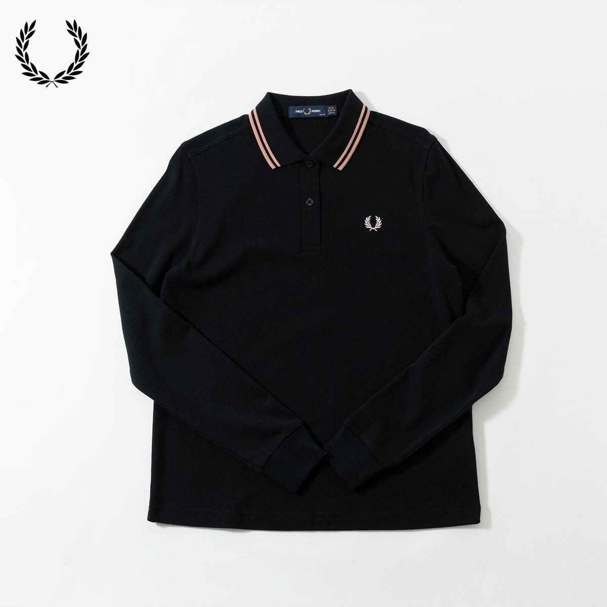 ✨美品✨フレッドペリー 金刺繍 ポロシャツ G3636 黒 長袖 UK12 L フレッドペリー 長袖 ポロシャツ FRED PERRY G3636 レディース