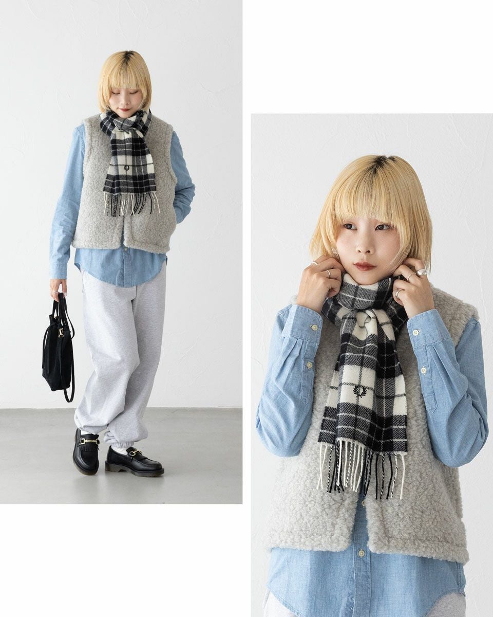 フレッドペリー マフラー FRED PERRY ラムウール タータン スカーフ