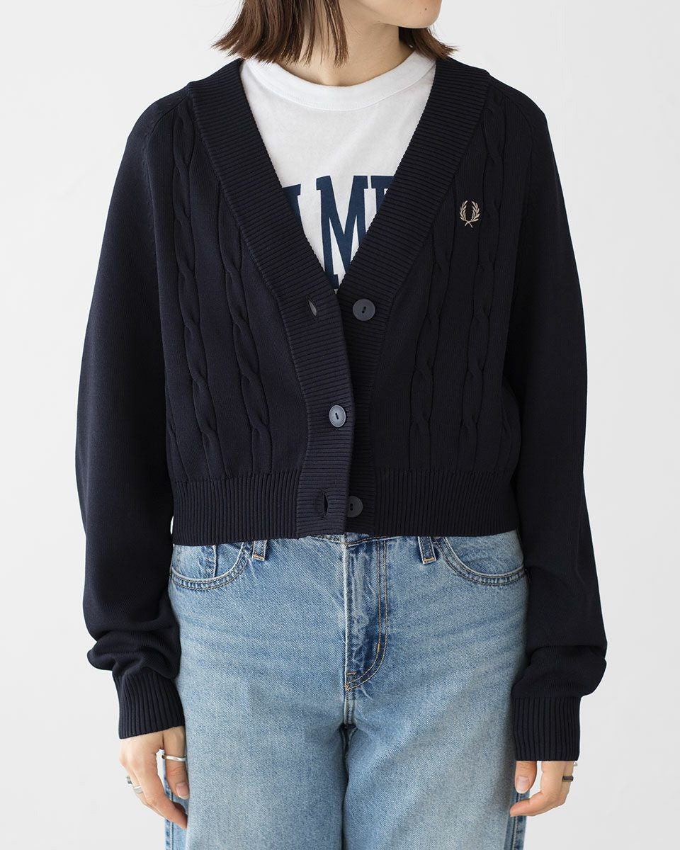 フレッドペリー ケーブル ニット カーディガン FRED PERRY K1105