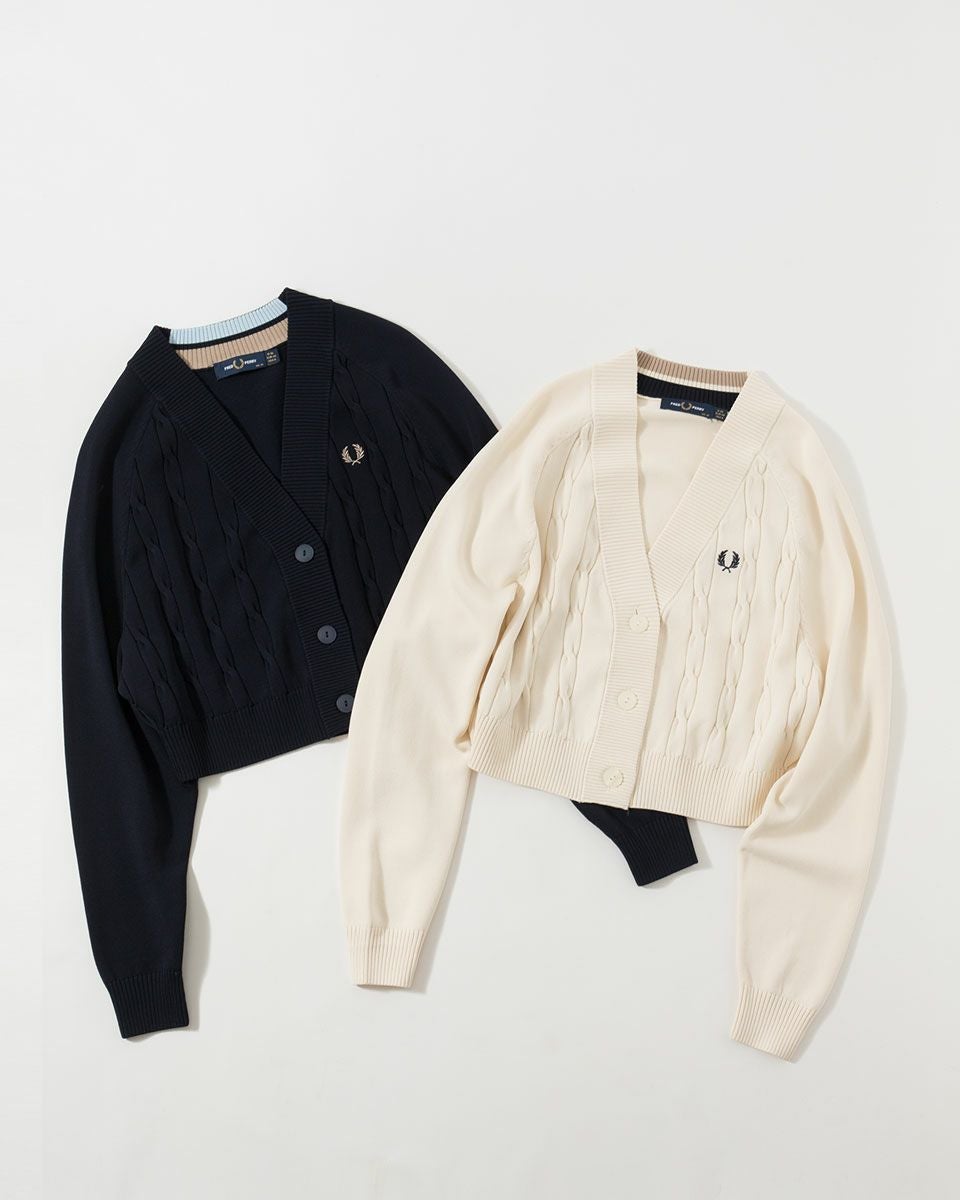 フレッドペリー ケーブル ニット カーディガン FRED PERRY K1105