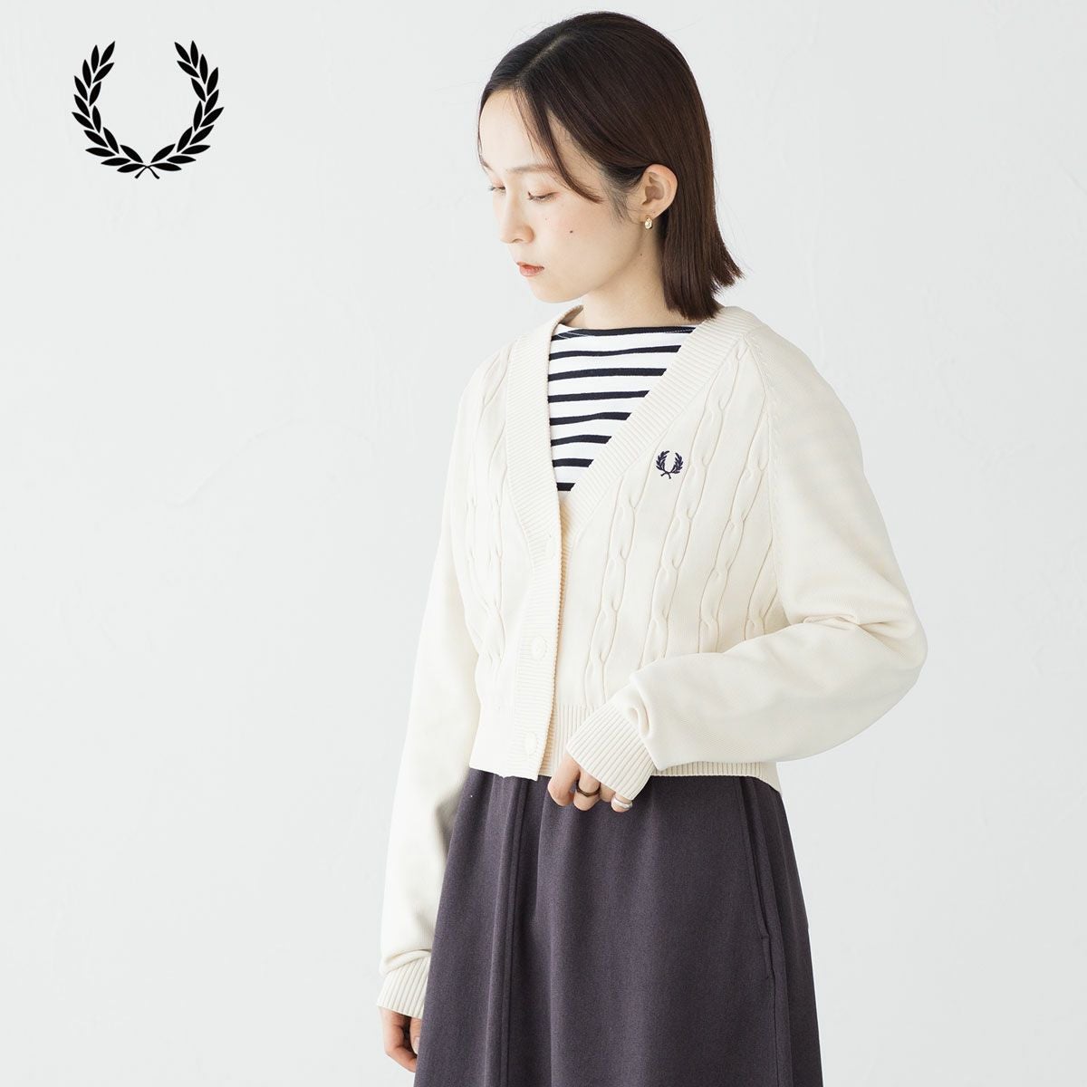 フレッドペリー ケーブル ニット カーディガン FRED PERRY K1105