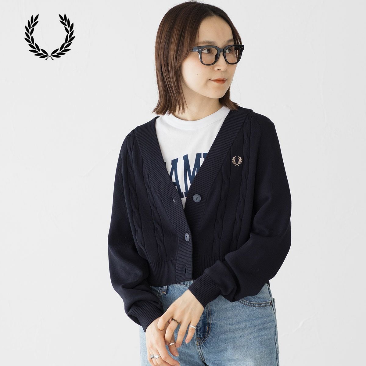 フレッドペリー ケーブル ニット カーディガン FRED PERRY K1105