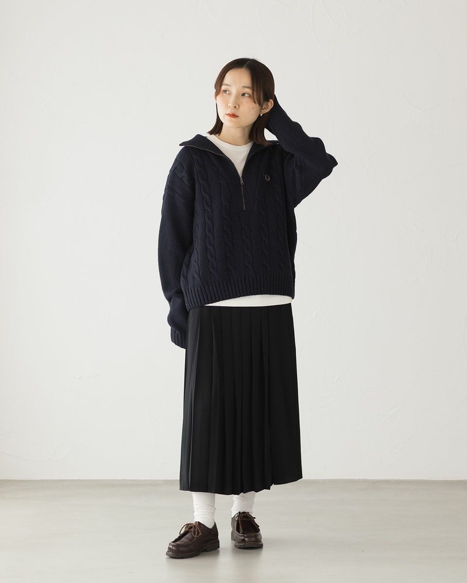 フレッドペリー ハーフジップ ケーブル ニット ジャンパー FRED PERRY