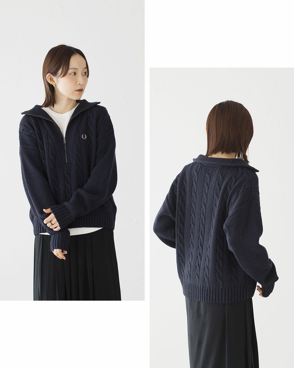 FRED PERRY ハーフジップケーブルニット フレッドペリー ハーフジップ ケーブル ニット ジャンパー FRED PERRY