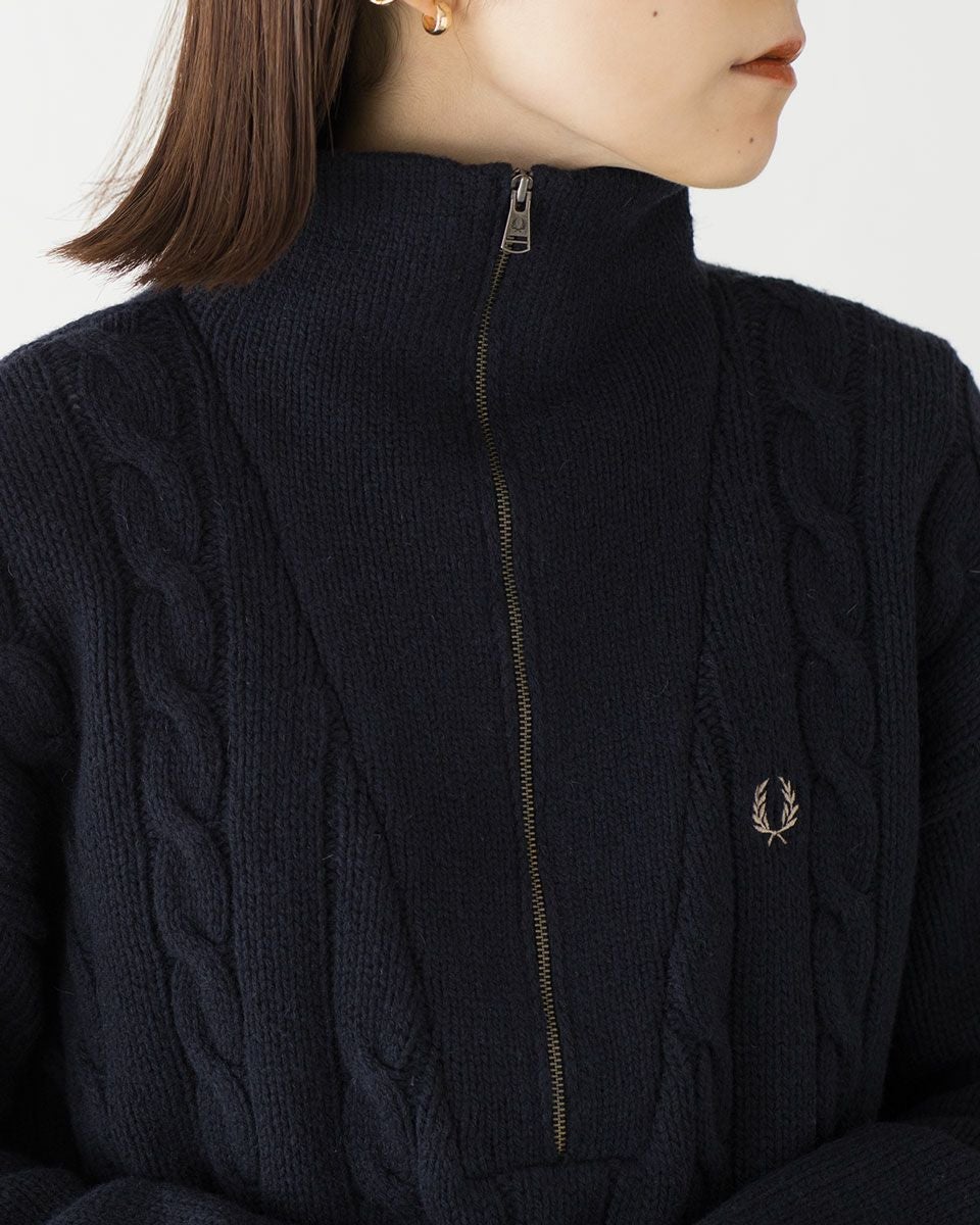フレッドペリー ハーフジップ ケーブル ニット ジャンパー FRED PERRY