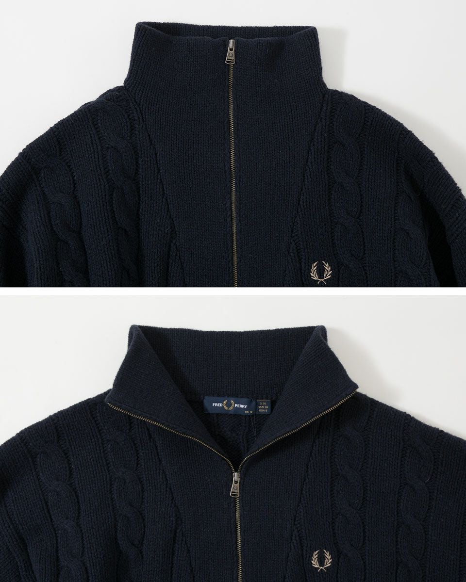 フレッドペリー ハーフジップ ケーブル ニット ジャンパー FRED PERRY