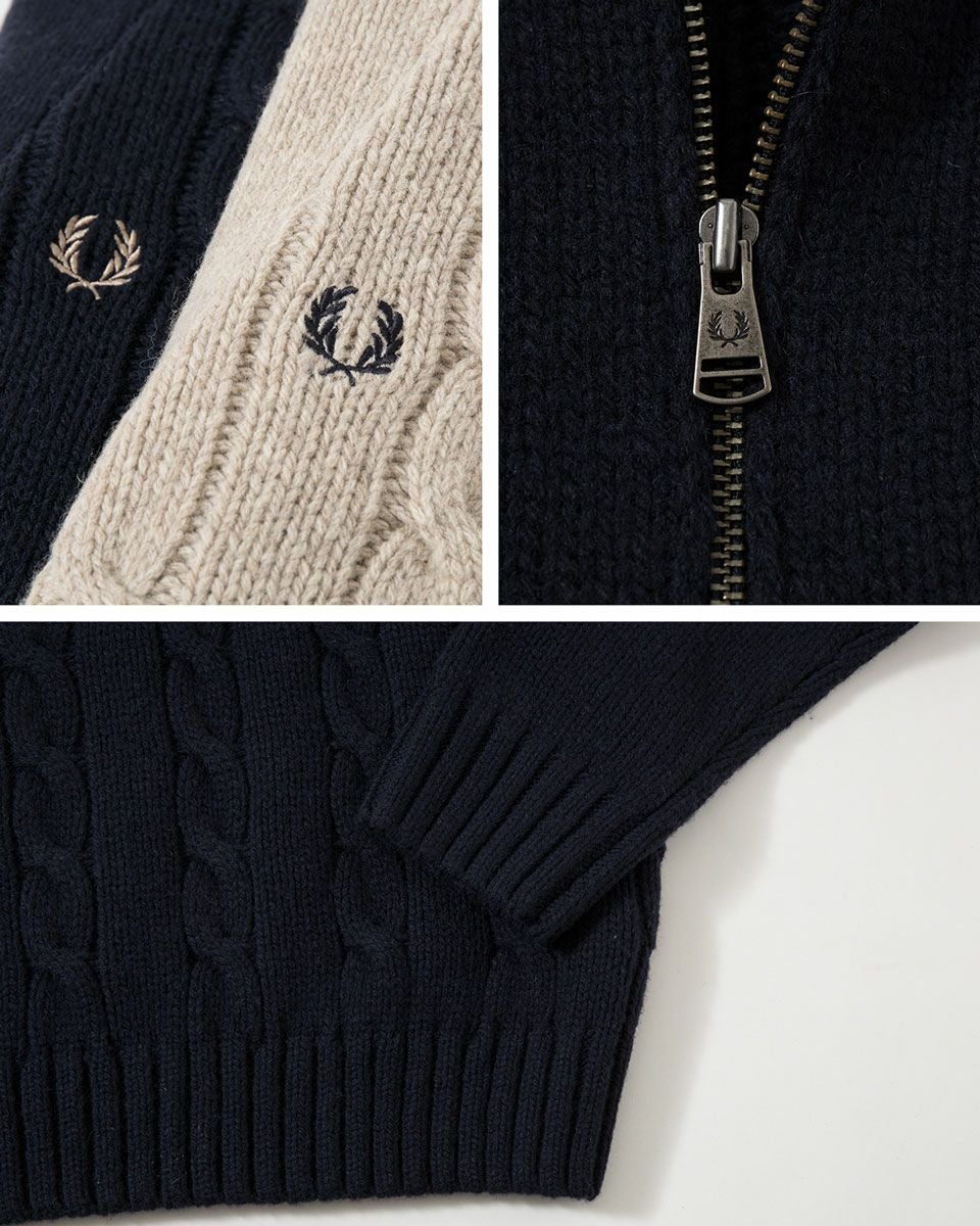 フレッドペリー ハーフジップ ケーブル ニット ジャンパー FRED PERRY