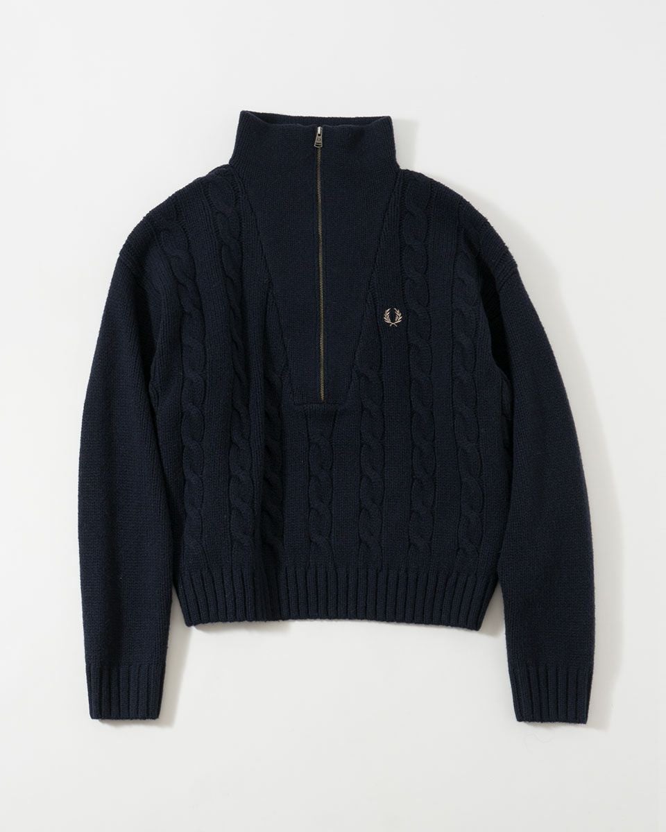 フレッドペリー ハーフジップ ケーブル ニット ジャンパー FRED PERRY