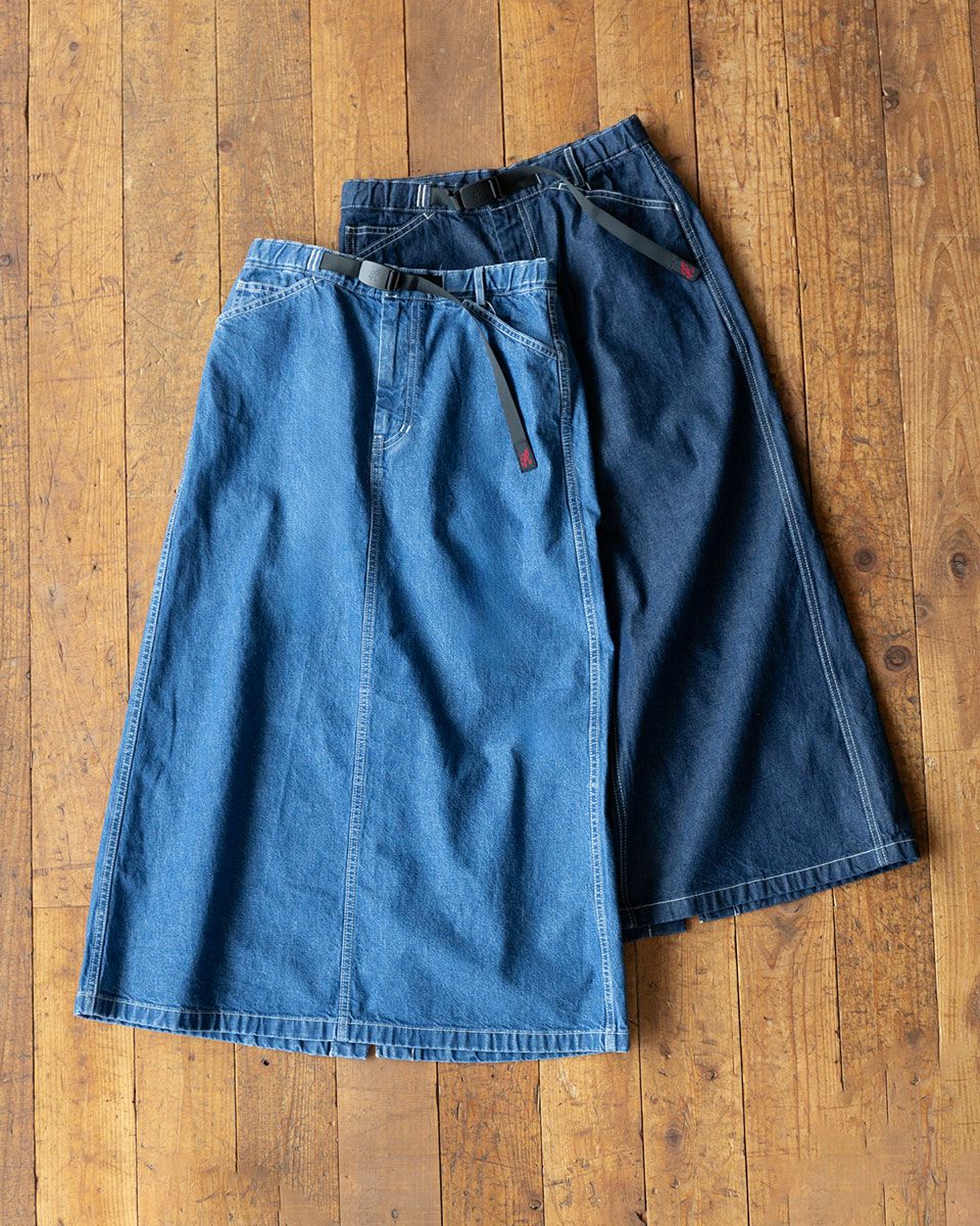 グラミチ サッターデニムスカート ロング マキシ ステッチ ワーク A
