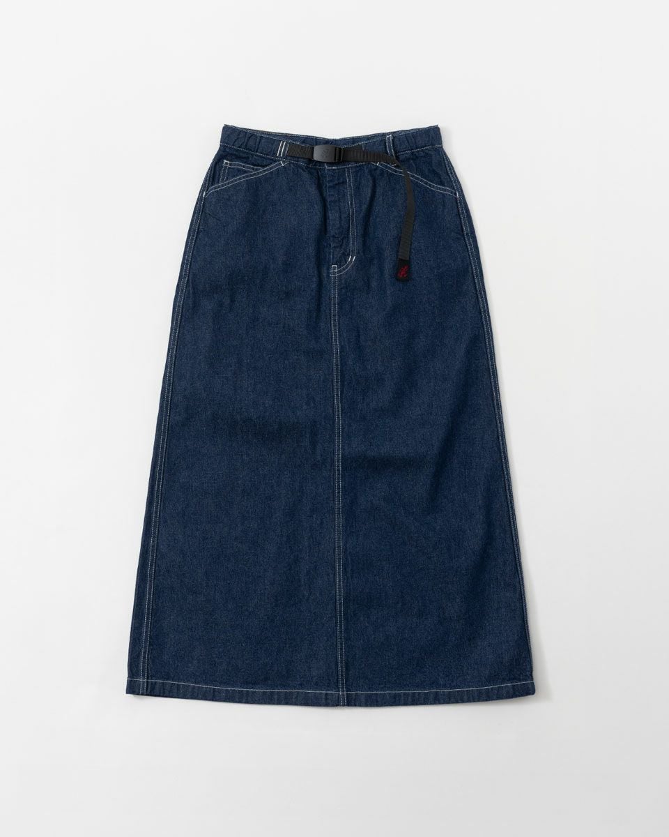 ミルクDENIM DUNGAREE×グラミチコラボラクガキスカート グラミチ サッターデニムスカート ロング マキシ ステッチ ワーク A