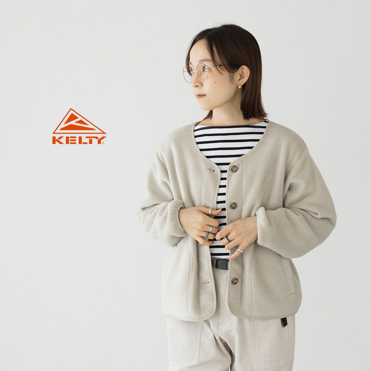 ケルティ パフリースカーディガン フリース クルーネック 丸首KELTY