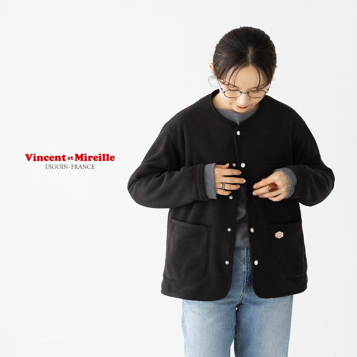 未使用 25AW リップヴァンウィンクル モヘヤ ソリッド カーディガン L ヴァンソンエミレイユ フリース カーディガン Vincent et Mireille