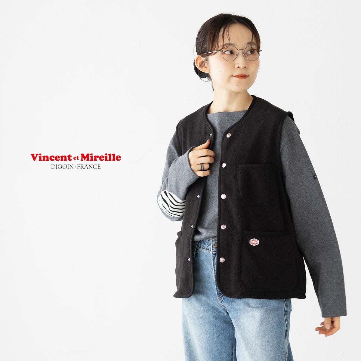 ヴァンソンエミレイユ フリース ベスト Vincent et Mireille