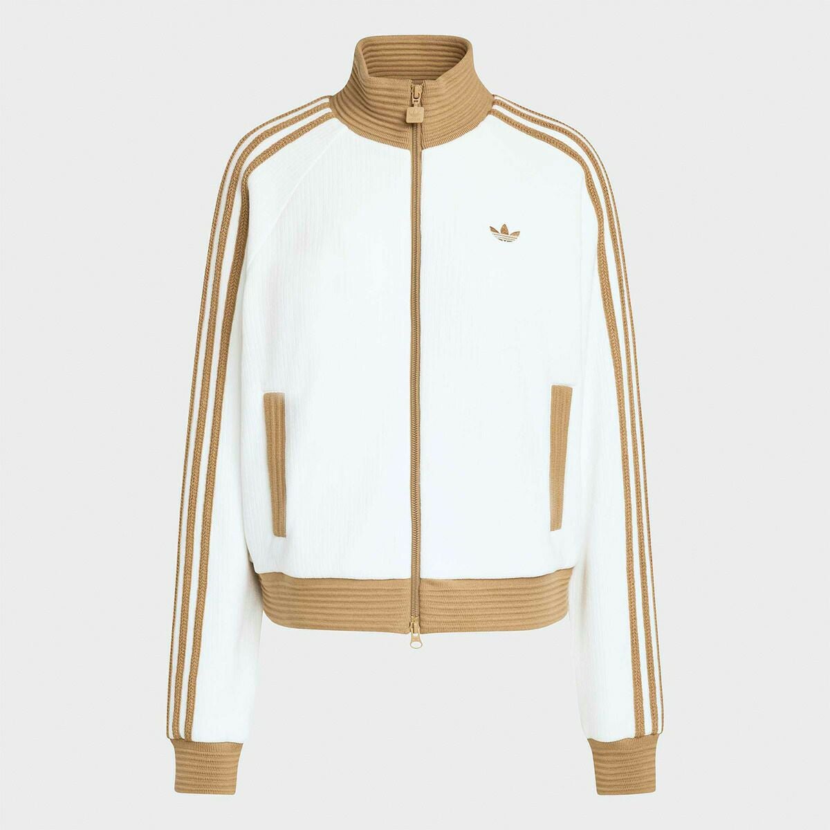 adidas 白ニットとベージュキュロットセット アディダス ジャージ ベロア ニット トラックトップ adidas Originals
