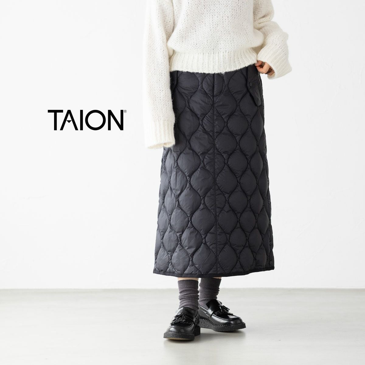 タイオン ミリタリー ダウンスカート ロング丈 ソフトシェル TAION
