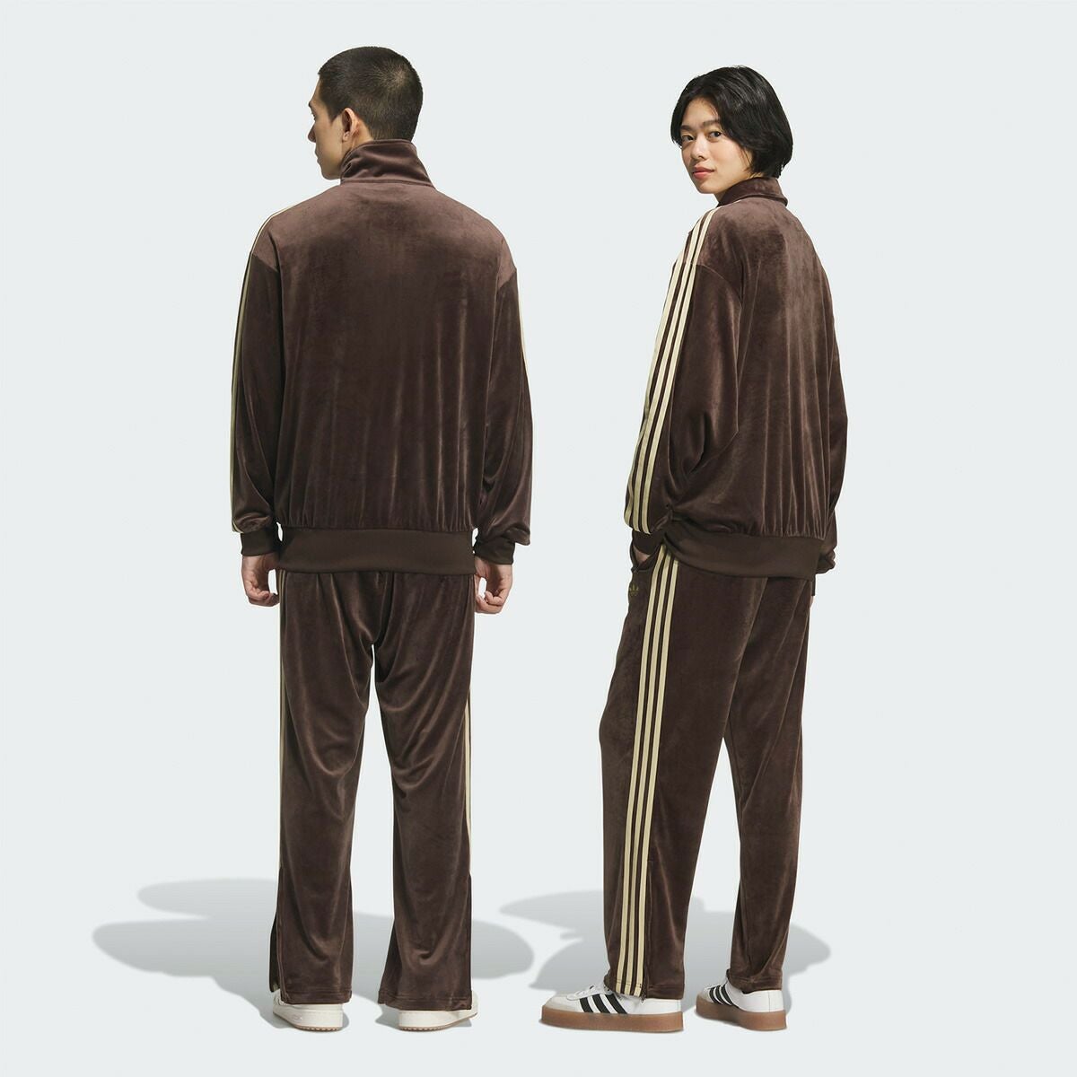 adidas アディダス セットアップ ジャージ ベロア 3本ライン ブラウン アディダス ベロア ジャージ ファイヤーバード トラックパンツ adidas