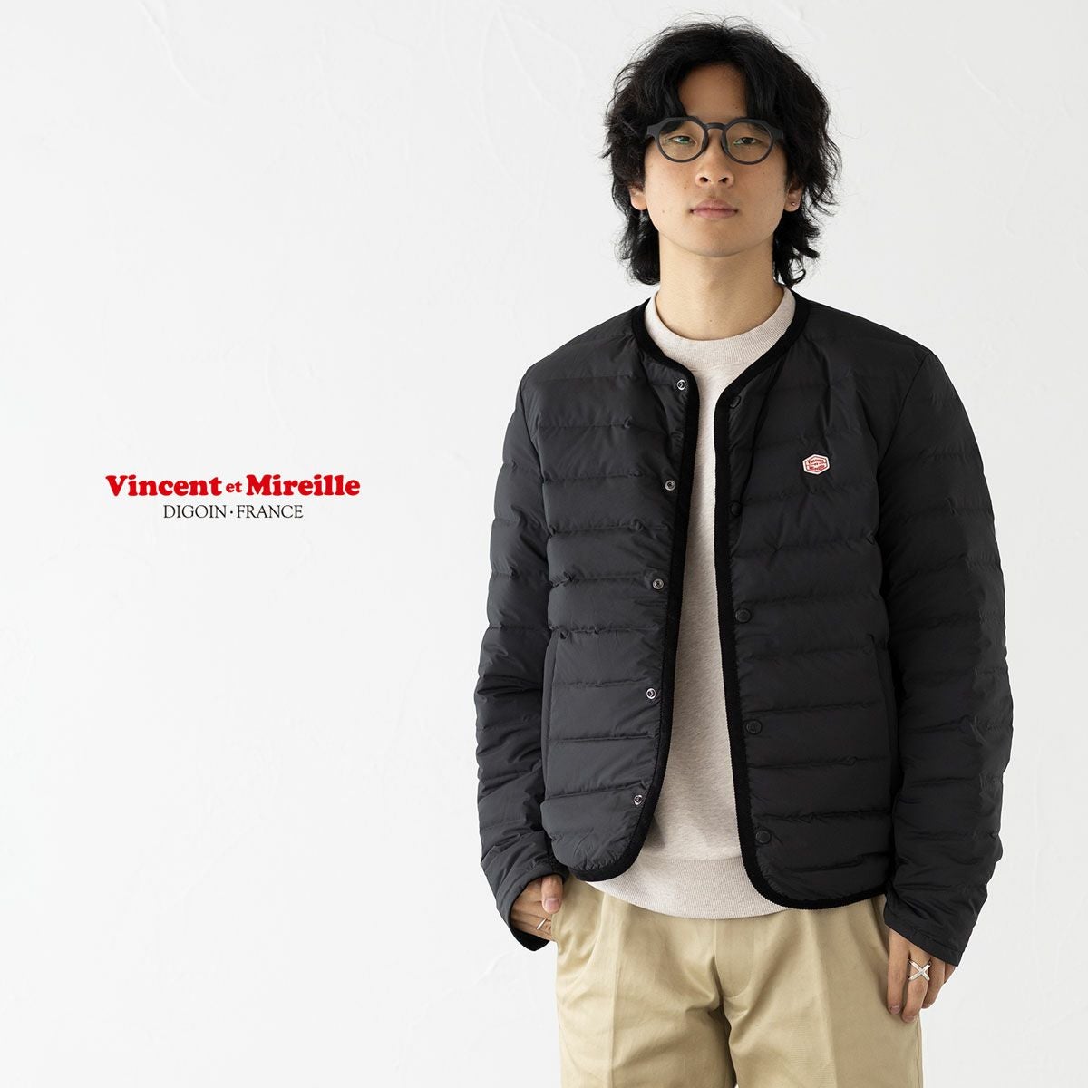 ヴァンソンエミレイユ ステッチレス ダウン カーディガン Vincent et