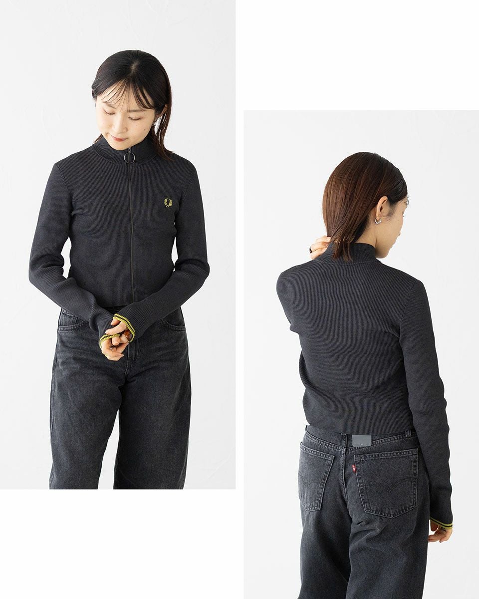 フレッドペリー レディース リブ ジップ スルー ジャンパー FRED PERRY
