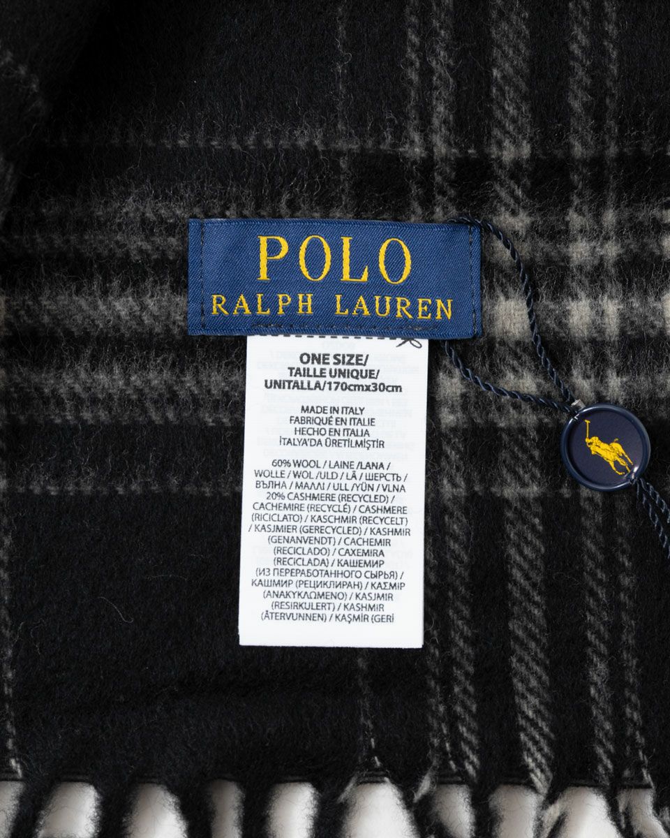 新品　Polo Ralph Lauren ポニー　カシミヤ入　チェック マフラー イタリア製】ポロ ラルフローレン チェック マフラー カシミア