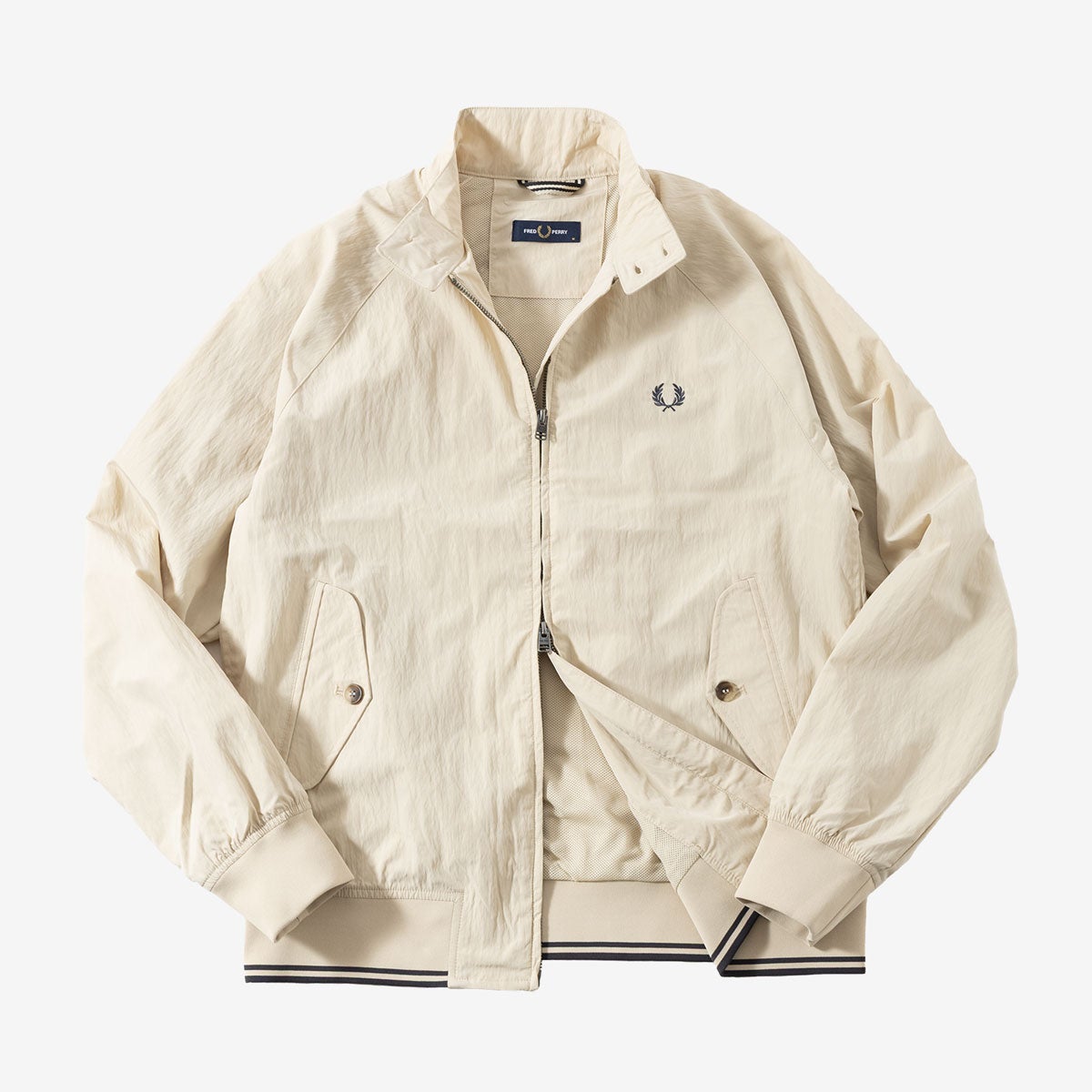 フレッドペリー　ハリントン　ジャケット　スイングトップ　ベージュ フレッドペリー FRED PERRY クリンクル ハリントン ジャケット J2321