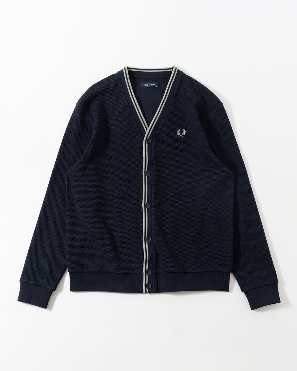 【新作】【美品】fred perry フレッドペリー カーディガン フレッドペリー FRED PERRY ティップド ピケ テクスチャー