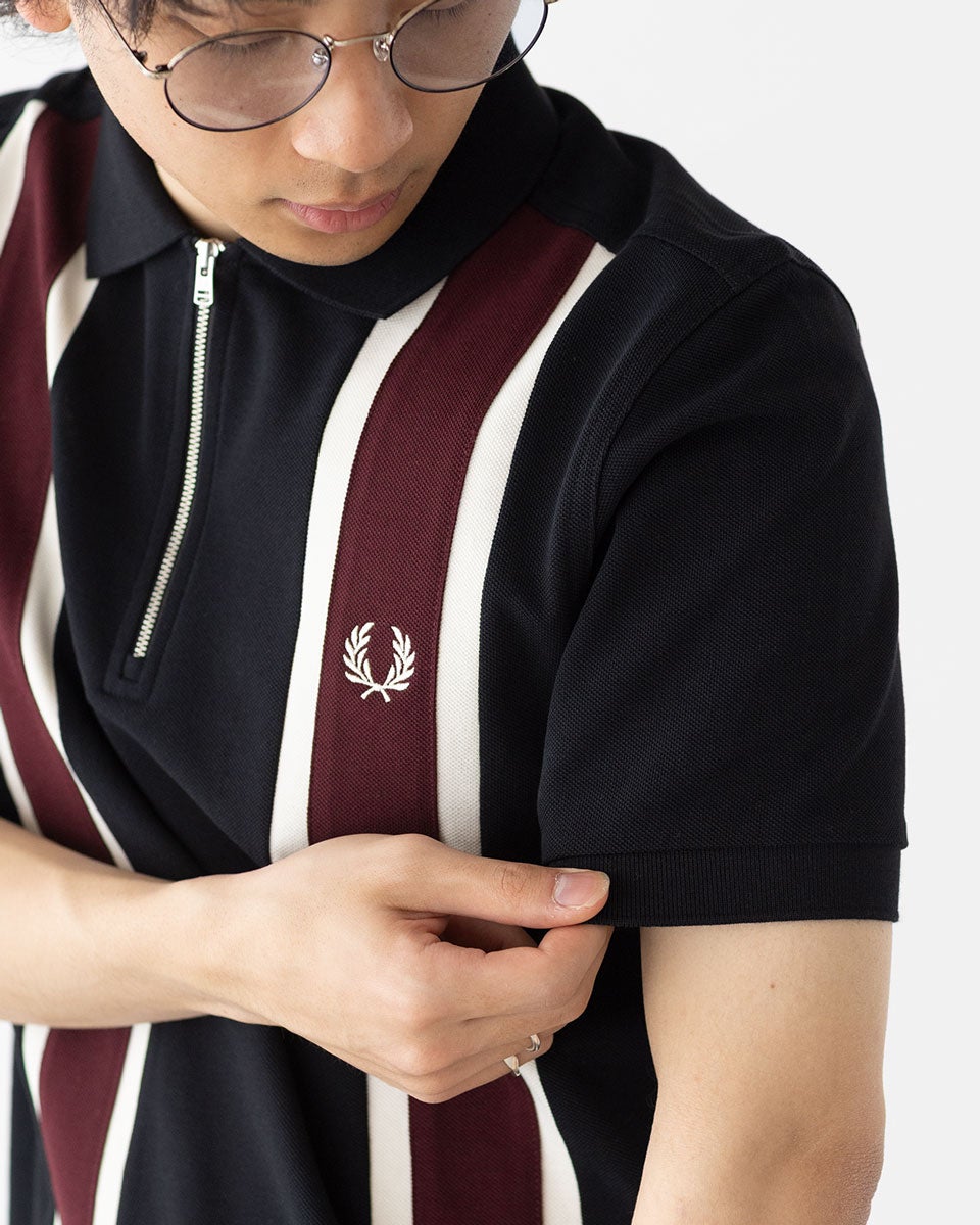 FRED PERRY ストライプベロアシャツ ハーフジップ FRED PERRY（フレッドペリー） トレーナー スウェット Stripe Tape